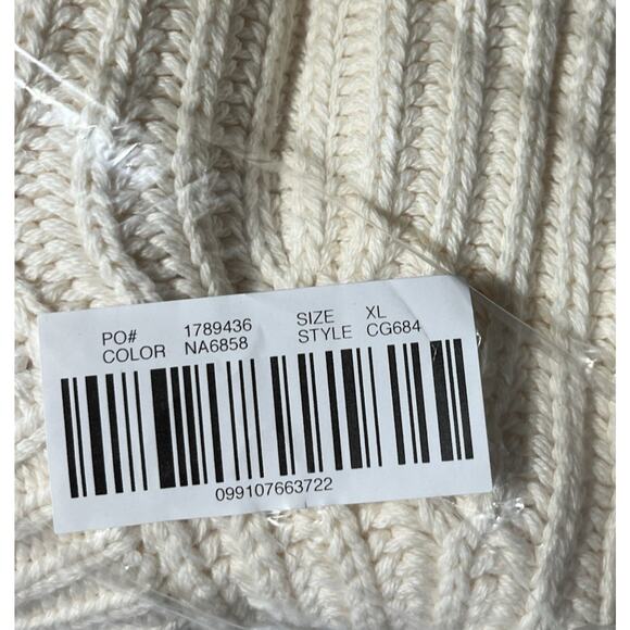 J Crew Heritage Cotton Fisherman Crewneck Sweater Womens XL Natural Cream Crop - Picture 6 of 6